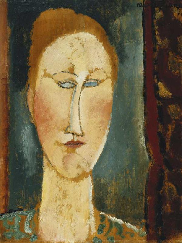 Kopf einer Rothaarigen (Tête de Femme aux Cheveux Rouges). de Amadeo Modigliani
