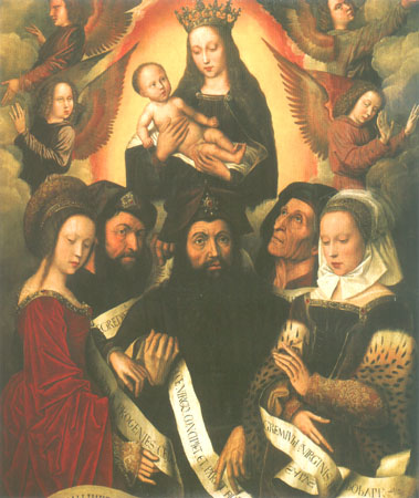 Glorification of the virgin Maria with prophets an de Ambrosius Benson