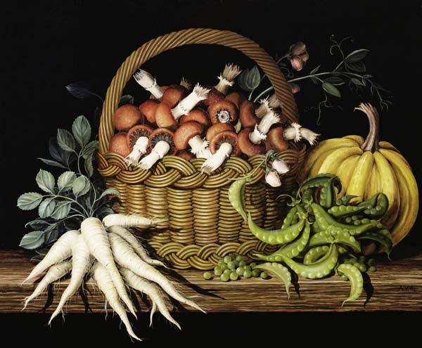 Basket of mushrooms de  Amelia  Kleiser