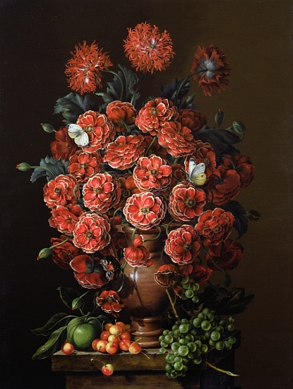Poppies in a terracotta vase de  Amelia  Kleiser