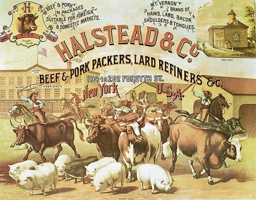Beef & Pork Packers, c.1880 (colour litho) de American Photographer, (19th century)
