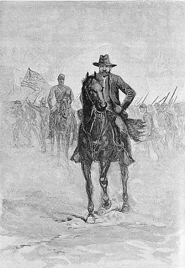 General Grant reconnoitering the confederate position at Spotsylvania court house; engraved by C.H.  de American School