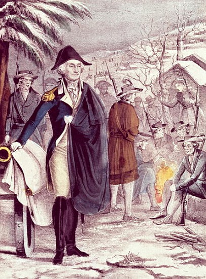 George Washington at Valley Forge, on Dec. 1777; engraved by Nathaniel Currier (1813-88) de American School