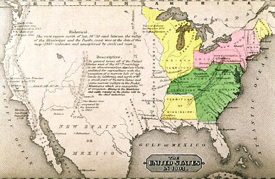 Map of the United States in 1803, from ''Our Whole Country: The Past and Present of the United State de American School