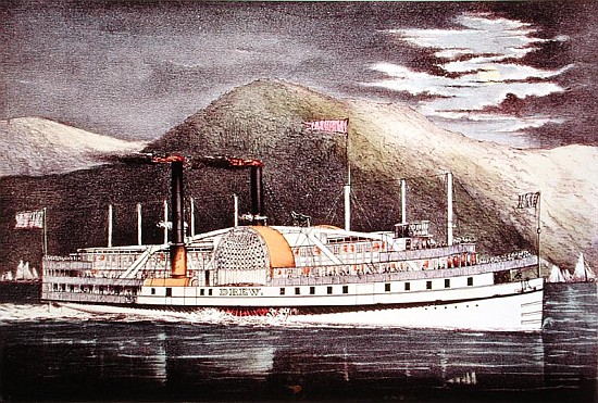 Steamer Drew, published Nathaniel Currier (1813-88) and James Merritt Ives (1824-95) de American School