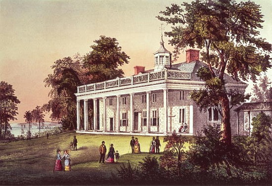 Washington''s Home, Mount Vernon, Virginia, pub. Currier & Ives de American School
