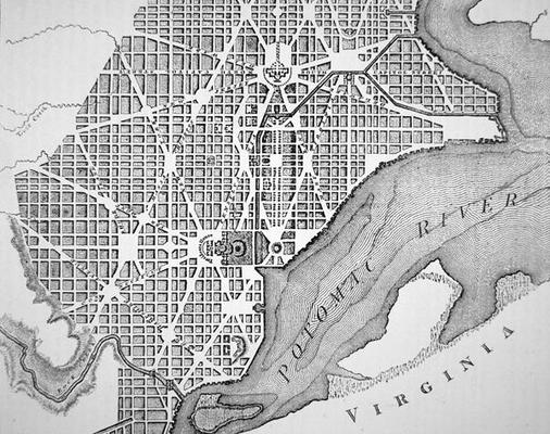 Plan of the City of Washington as originally laid out in 1793 (engraving) de American School, (18th century) (after)