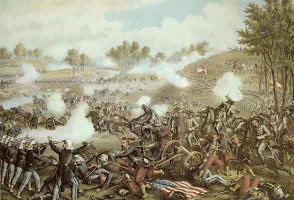 Battle of First Bull Run, 1861 (litho) de American School, (19th century)
