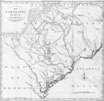 Map of the Carolinas with part of Georgia (engraving) de American School, (19th century)