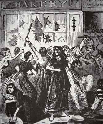 The Bread Riot in Richmond, Virginia, 1863 (litho) de American School, (19th century)