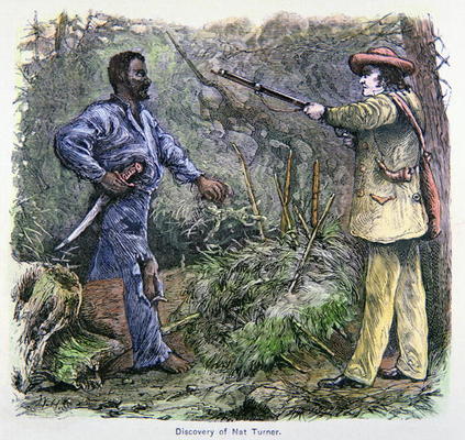 'The Discovery of Nat Turner' (1800-31) (colour litho) de American School, (19th century)