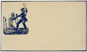 Abolitionist emblem depicting a slave owner thrashing his slave, c.1860 (wood engraving vignette)