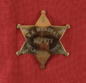 Badge of a US Deputy Marshal of Oklahoma Territory, c.1895 (brass)