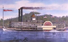 On the Mississippi, 1869 (colour litho)
