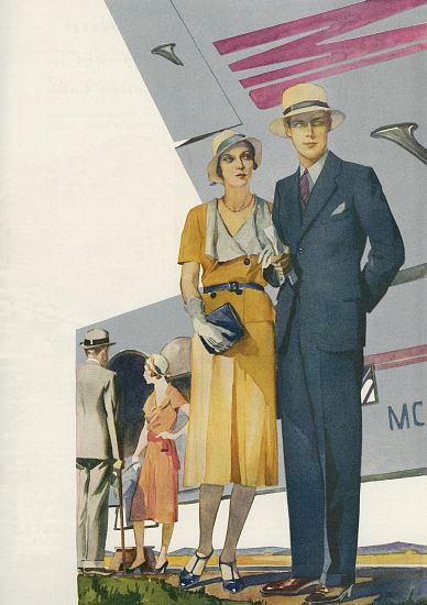 1920s Couple About to Board a Commercial Flight de American School, (20th century)
