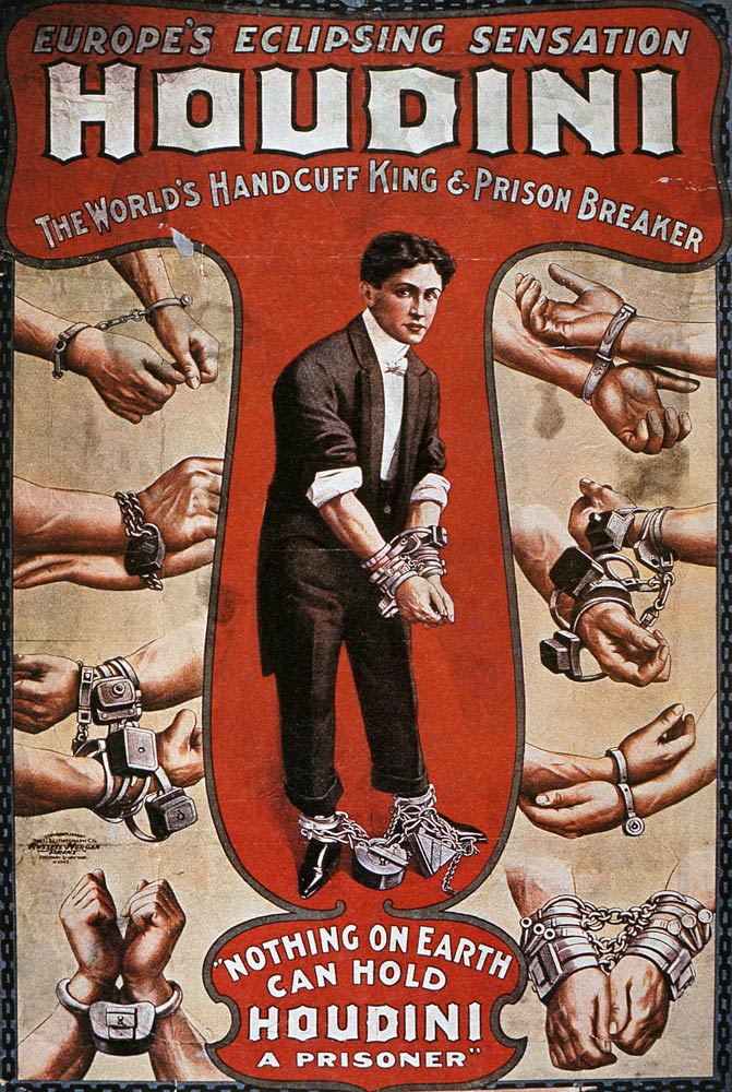 Poster advertising a performance by Houdini de American School, (20th century)