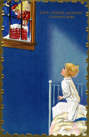 Child Sees Santa on the Roof on Christmas Eve de American School, (20th century)