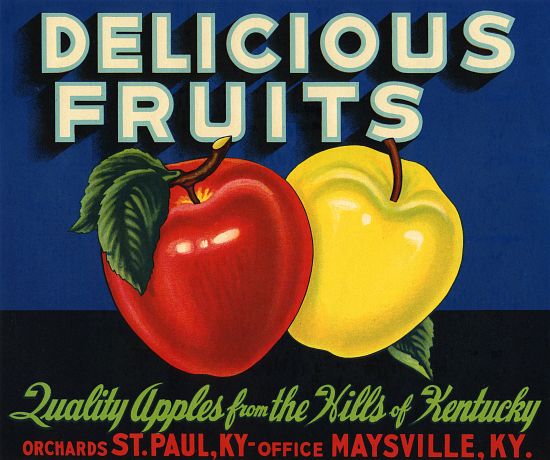 Delicious Fruits Fruit Crate Label de American School, (20th century)