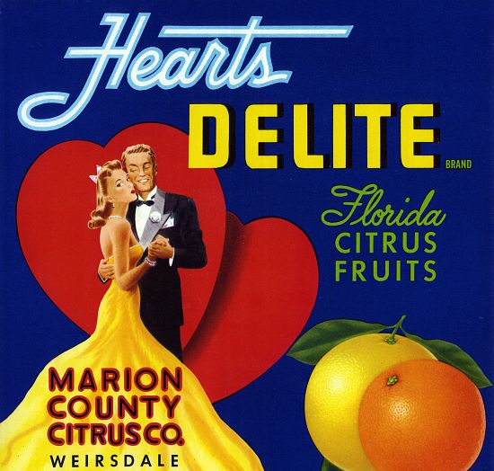 Hearts Delite Fruit Crate Label de American School, (20th century)