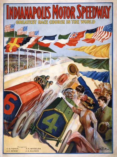 Poster advertising The Indianapolis Motor Speedway de American School, (20th century)