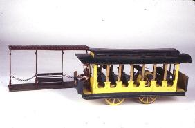 Toy Trolley and Shed, c.1900 (tin)