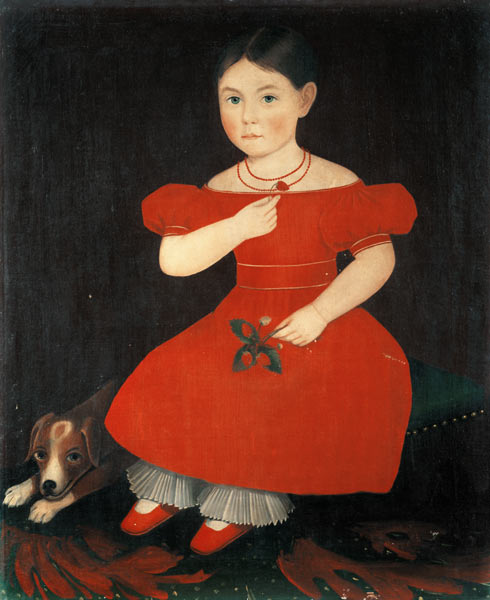 Portrait of a girl in a red dress de Ammi Phillips