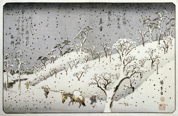 Evening Snow At Asuka Hill de Ando oder Utagawa Hiroshige