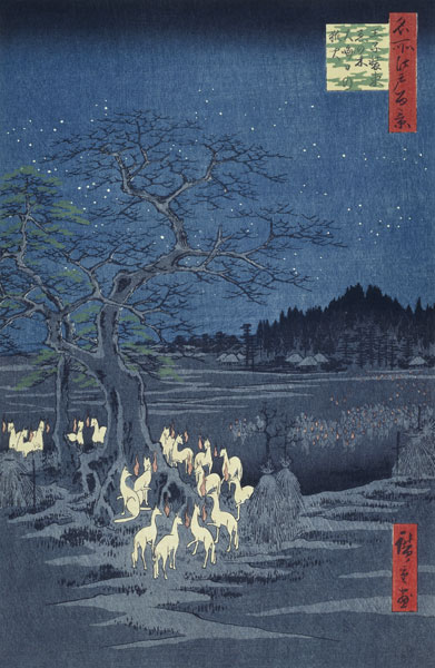 Fox Fires on New Year's Eve at the Garment Nettle Tree at Oji (One Hundred Famous Views of Edo) de Ando oder Utagawa Hiroshige