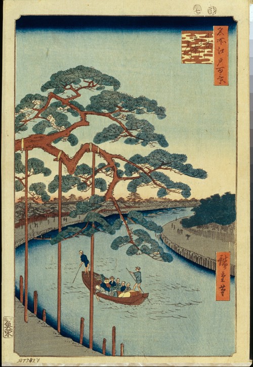 Five Pines and the Onagi Canal (One Hundred Famous Views of Edo) de Ando oder Utagawa Hiroshige