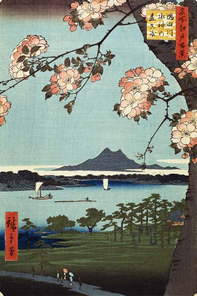 Massaki y el bosque Suijin junto al río Sumida de Ando oder Utagawa Hiroshige