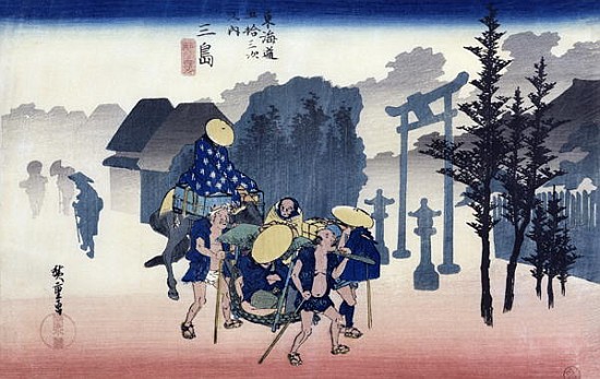 Morning Mist at Mishima, from the series ''53 Stations of the Tokaido'', 1834-35 de Ando oder Utagawa Hiroshige