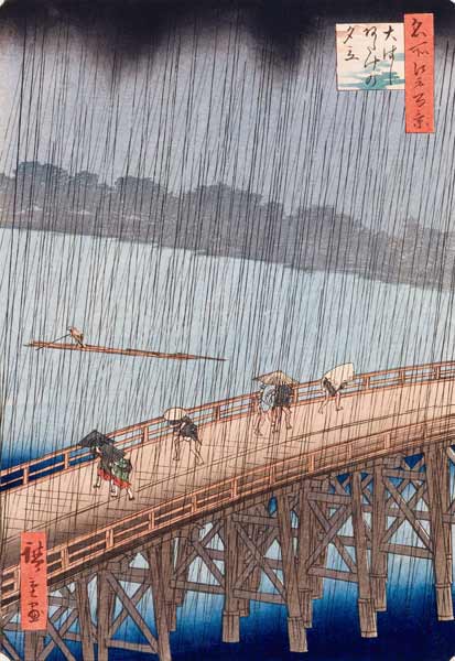 Sudden Shower on Ohashi Bridge at Ataka, from the series ''100 Views of Edo'', 1857 (see also 66101) de Ando oder Utagawa Hiroshige