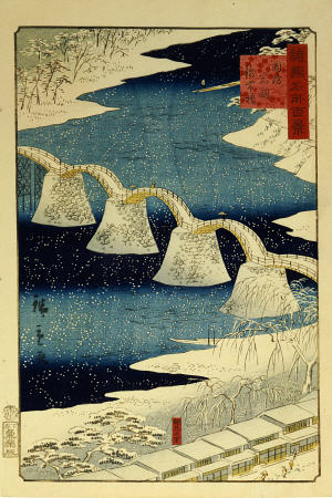 The Brocade Bridge In Snow de Ando oder Utagawa Hiroshige