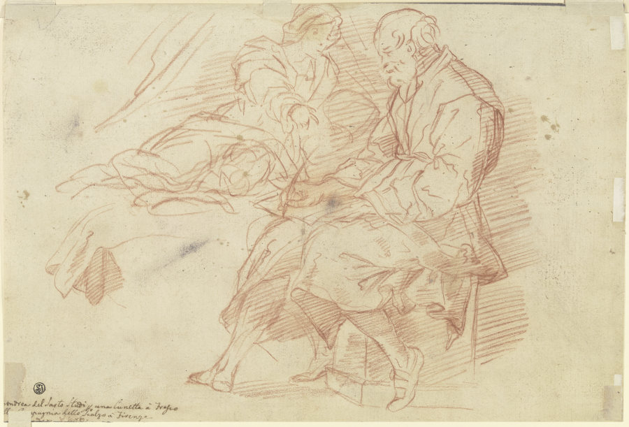 Elisabeth und Zacharias aus dem Wandfresko der Geburt Johannes des Täufers im Chiostro dello Scalzo, de Andrea del Sarto