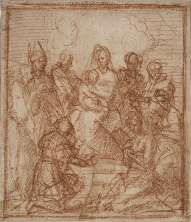 Enthroned Madonna with Child and eight saints (Composition study) de Andrea del Sarto
