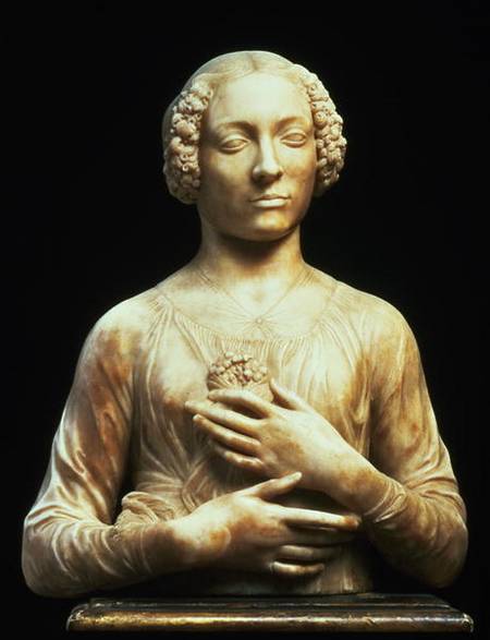Young woman with a bunch of flowers, or "Flora", thought to be Lucrezia Donati, bust de Andrea del Verrocchio