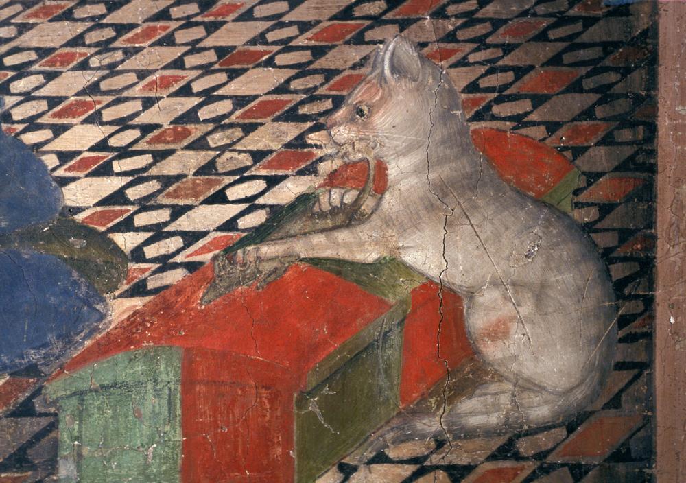 Ausschnitt: Mausfressende Katze im Gemach der Maria. de Andrea De Litio