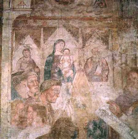 St. Ranieri Praying in the Temple (detail) de Andrea  di Bonaiuto