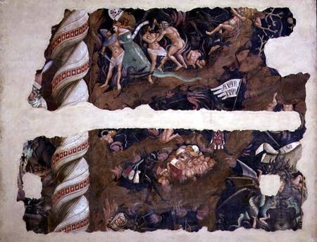 The Triumph of Death, detail of fragments depicting hell de Andrea di Cione Orcagna