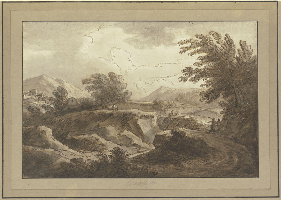 Landschaft mit einem Hohlweg und mehreren Figuren de Andrea Locatelli