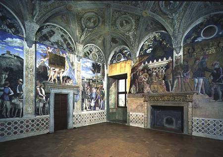 The Camera degli Sposi or Camera Picta with scenes from the court of Mantua, showing the Marchese Lu de Andrea Mantegna