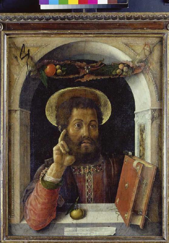 Half-length portrait of a sacred apostle in Fenste de Andrea Mantegna