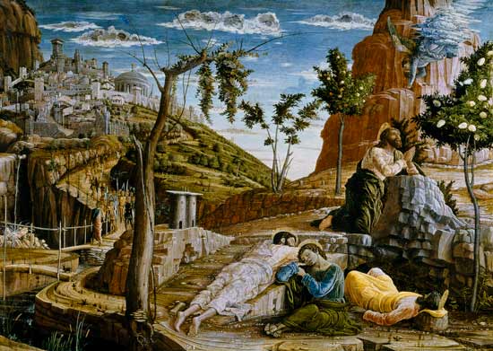 The Agony in the Garden, left hand predella panel from the Altarpiece of St. Zeno of Verona de Andrea Mantegna