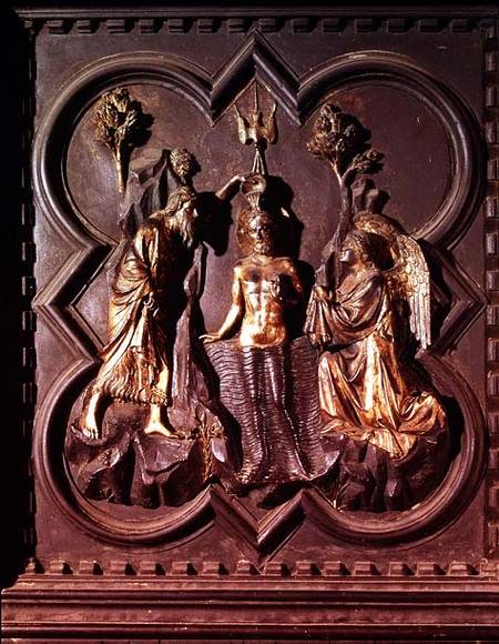 The Baptism of Christ, panel from the south doors of the Baptistry depicting scenes from the life of de Andrea Pisano