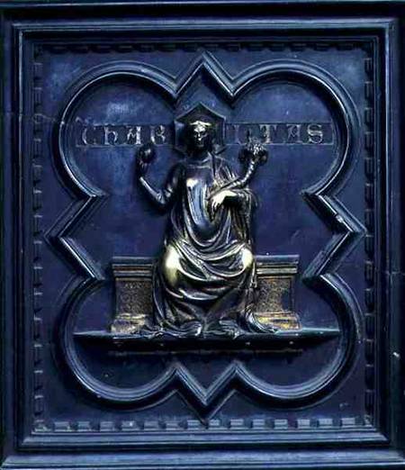 Charity, panel C of the South Doors of the Baptistery of San Giovanni de Andrea Pisano
