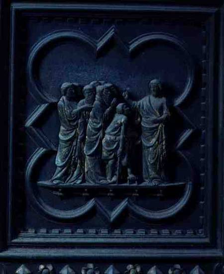 The Disciples Visit Jesus, fourteenth panel of the South Doors of the Baptistery of San Giovanni de Andrea Pisano