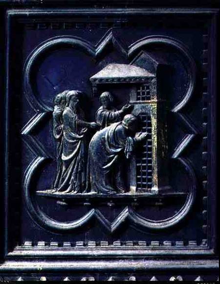 The Disciples Visit St John the Baptist, thirteenth panel of the South Doors of the Baptistery of Sa de Andrea Pisano