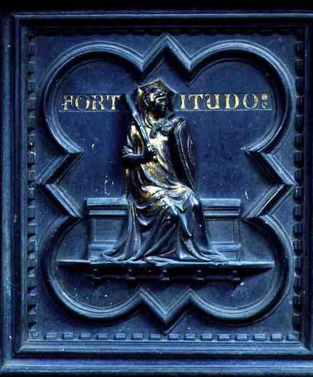 Fortitude, panel E of the South Doors of the Baptistery of San Giovanni de Andrea Pisano