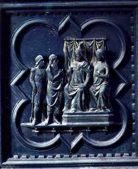 St John the Baptist reprimands King Herod (21 BC-39 AD), eleventh panel of the South Doors of the Ba de Andrea Pisano