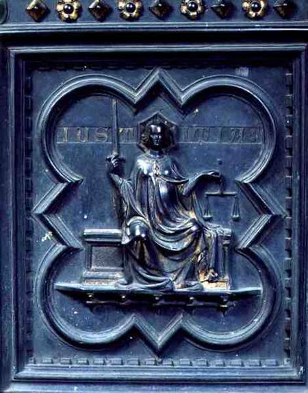 Justice, panel G of the South Doors of the Baptistery of San Giovanni de Andrea Pisano